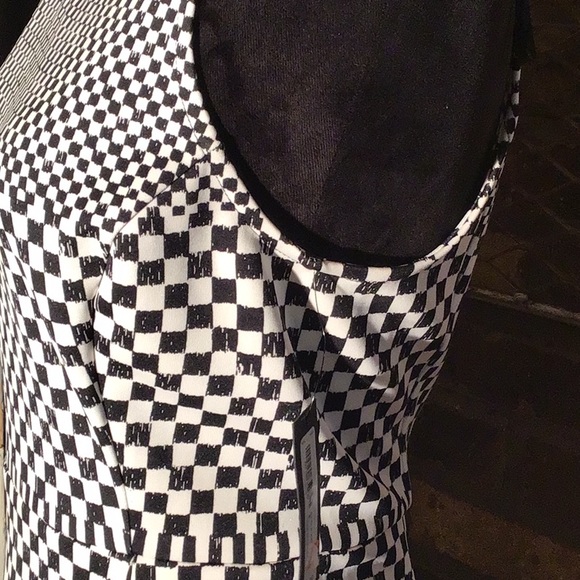 Worthington sleeveless midi dress black/polar bear black white checks 8 - Picture 3 of 7